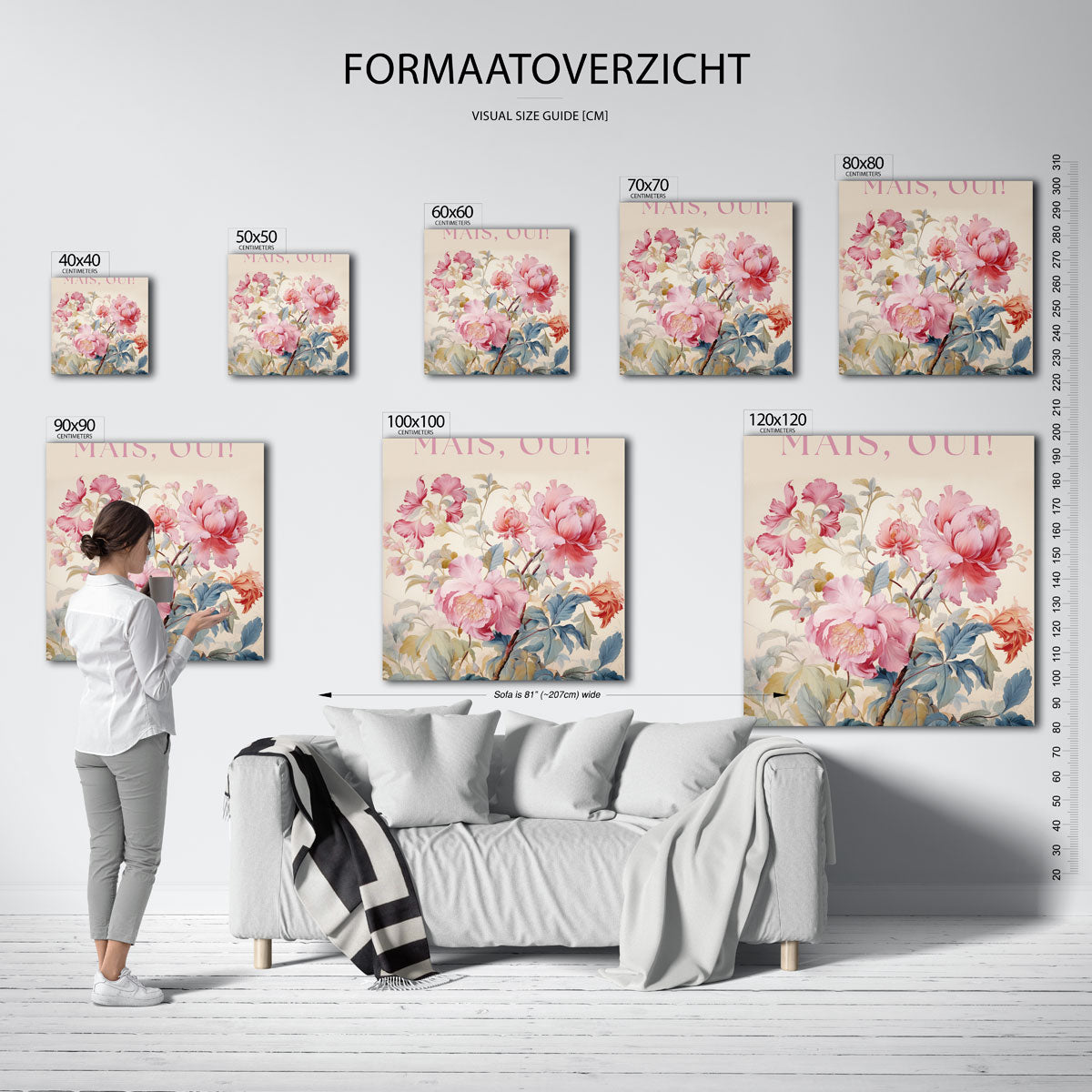 Bloemen en tekst – vierkante muurposter met bloemen