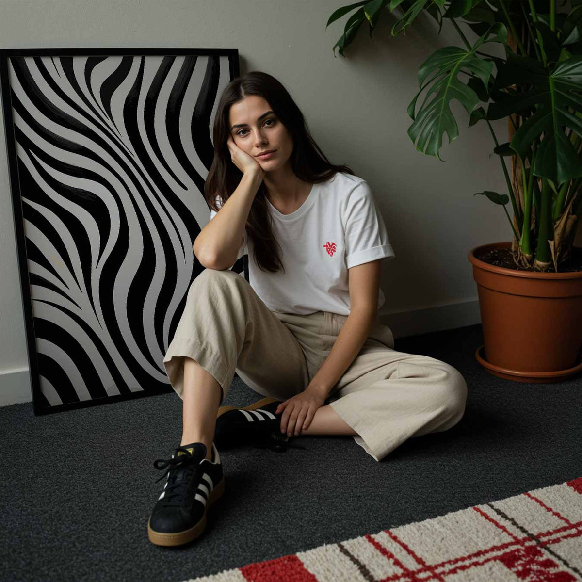 Elegante Zwart-Wit Zebra Stripes – abstracte wandkunst als portret poster