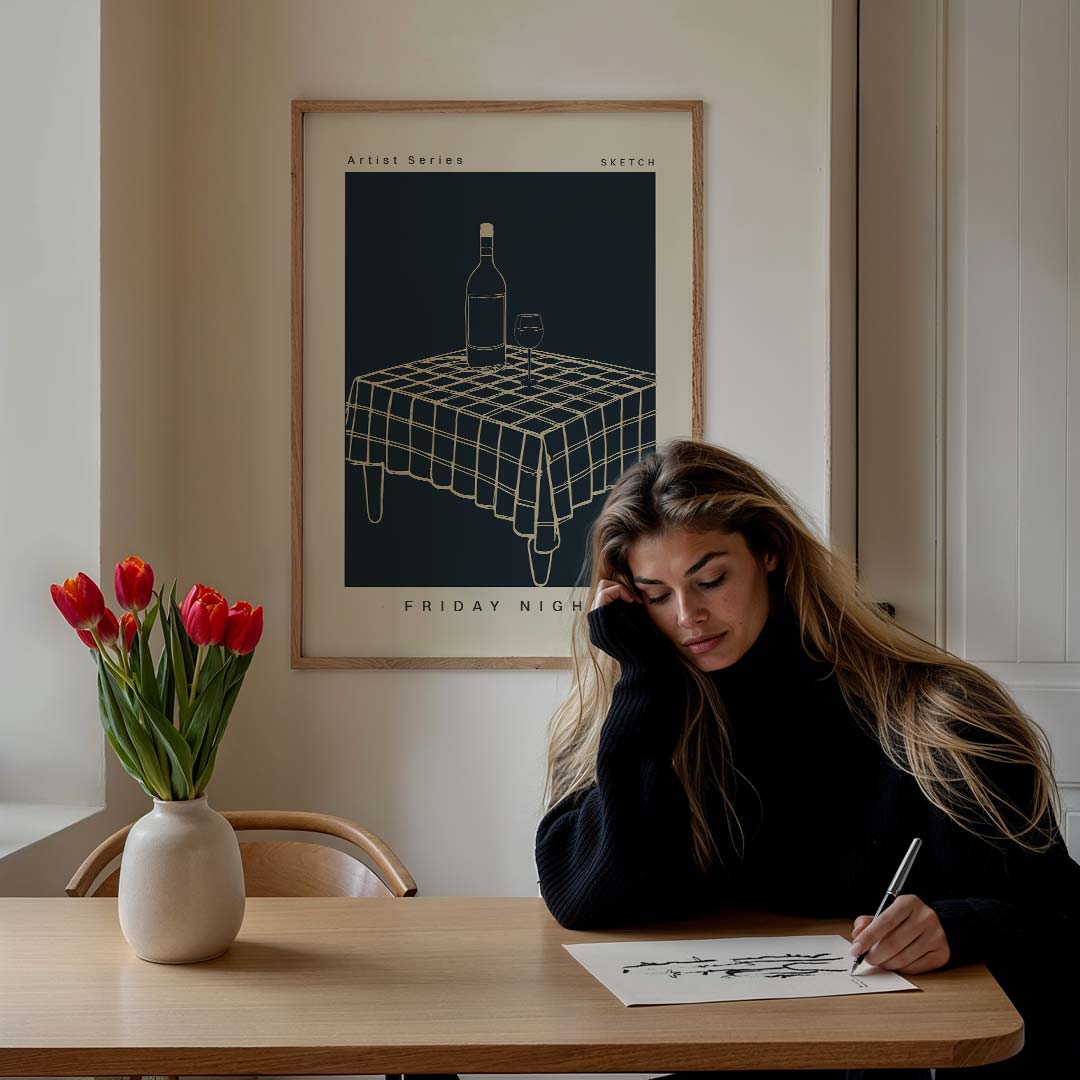 Gezellige Vrijdagavond – culinaire wandkunst als portret poster