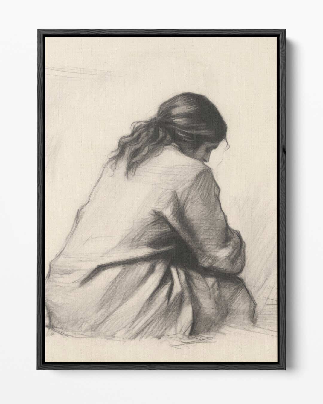 Intiem Moment in Potlood – portret kunstwerk als wanddecoratie