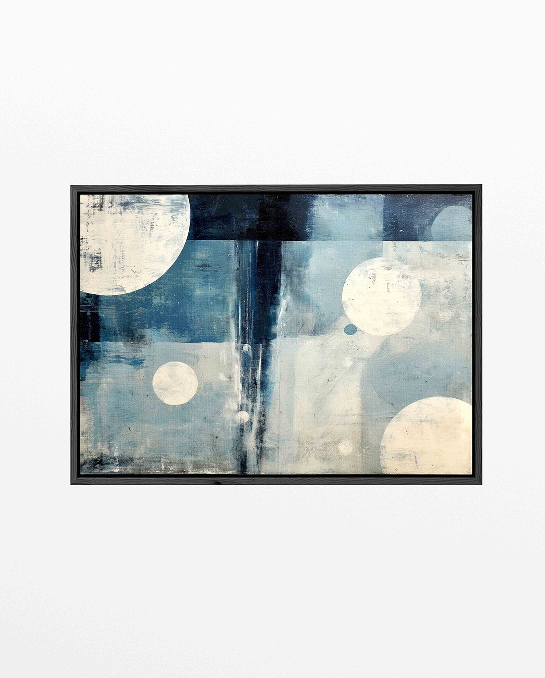Geometrische vormen compositie – Blauw – liggend abstract kunstwerk