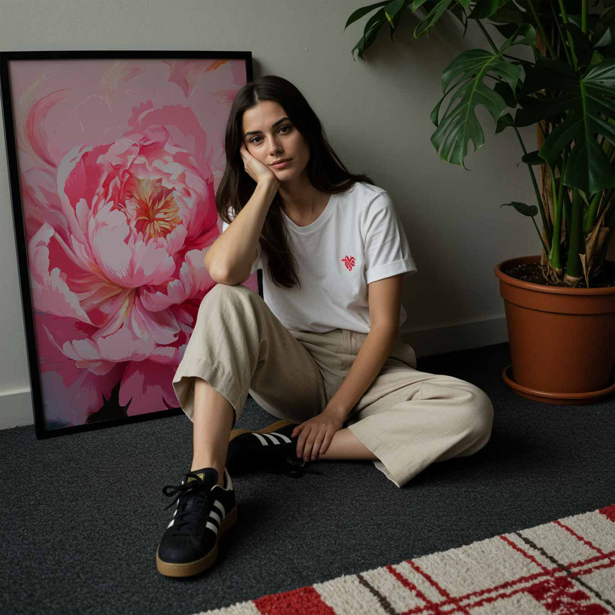 Roze Bloembloesem Kunstposter – staande muurposter met bloemen