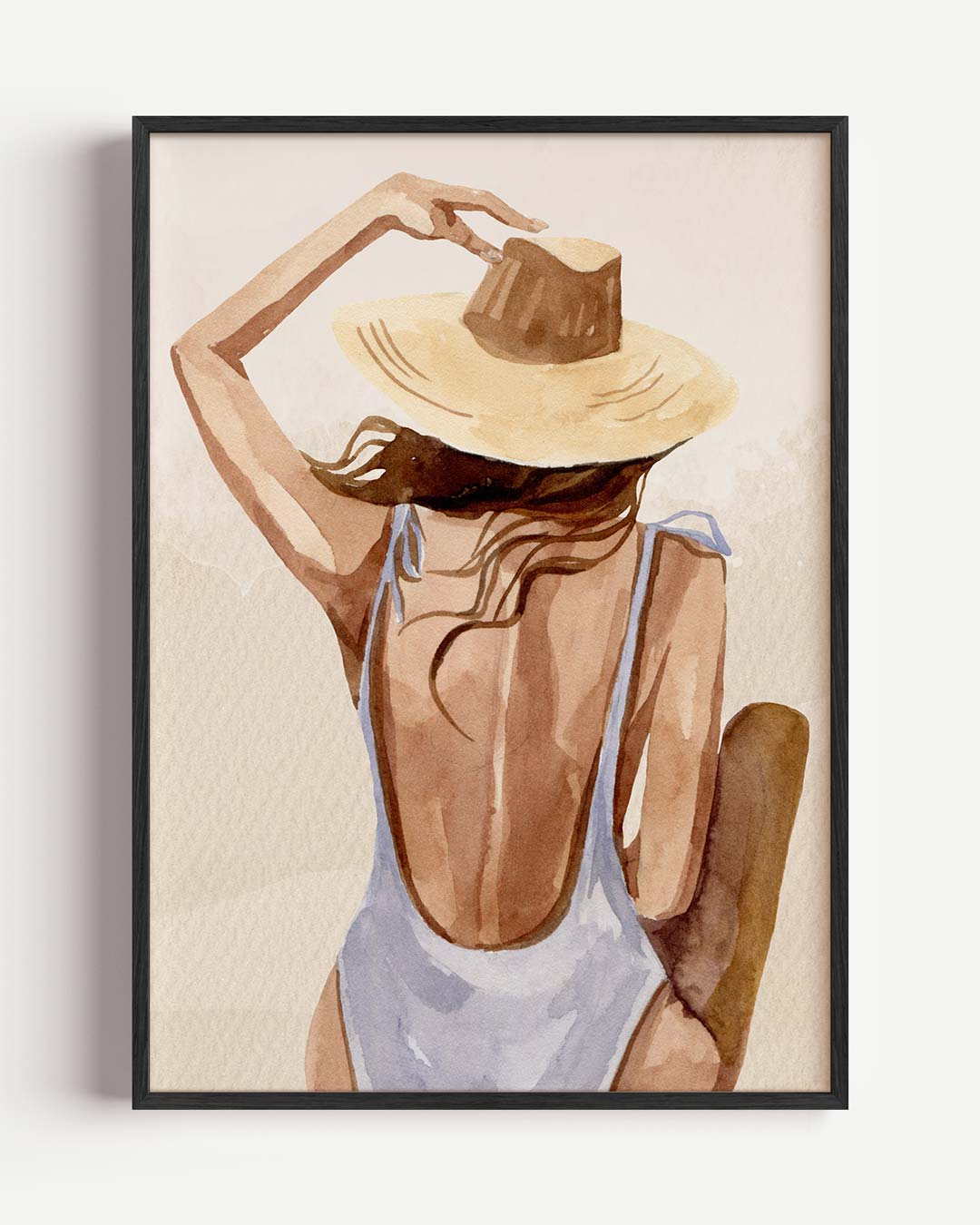 Vrouw met Strohoed – zeedieren portret poster als wanddecoratie