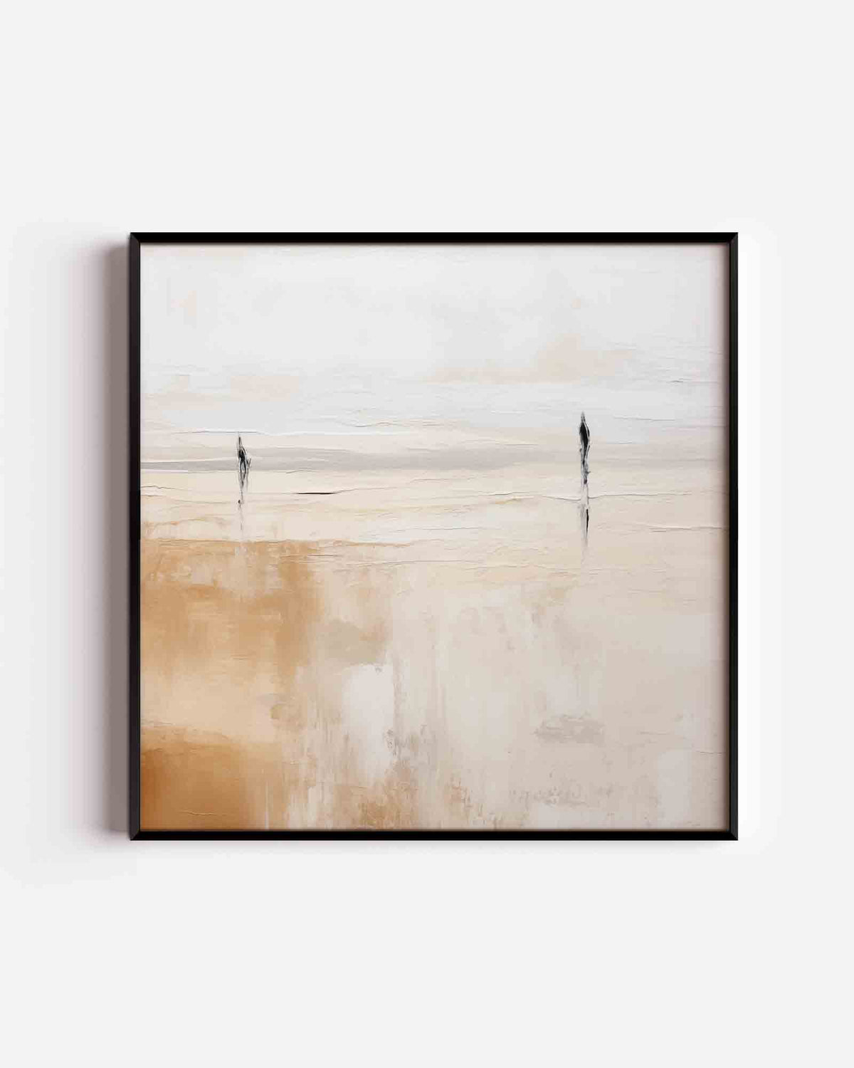 Twee figuren in landschap – abstracte vierkante poster als wanddecoratie
