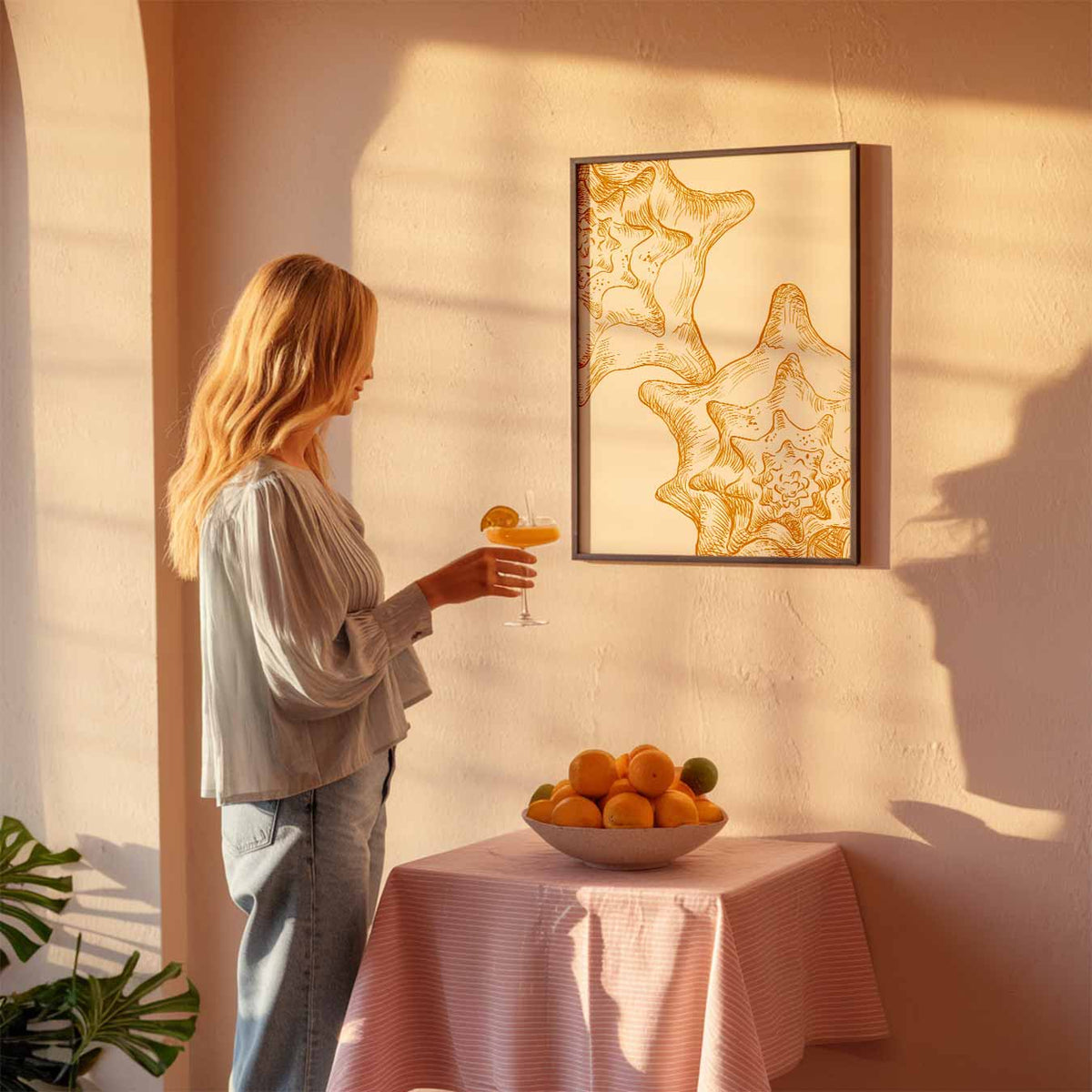 Bloemensterren – zeedierenposter als moderne staande wanddecoratie
