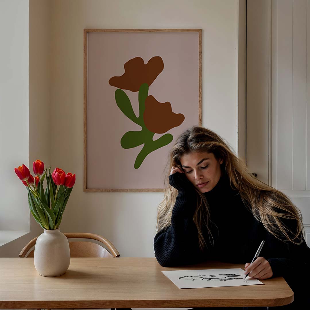 Bloemrijk Minimalisme – staande muurposter met kleurrijke abstracte vormen