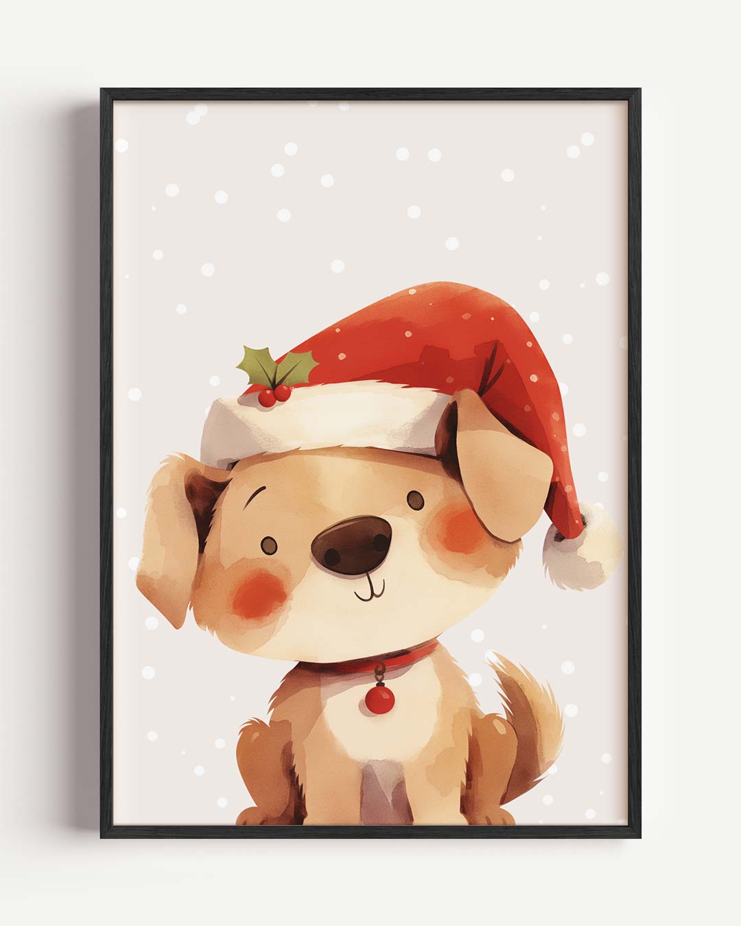 Schattige Kerst Puppy – kids portret poster als wanddecoratie