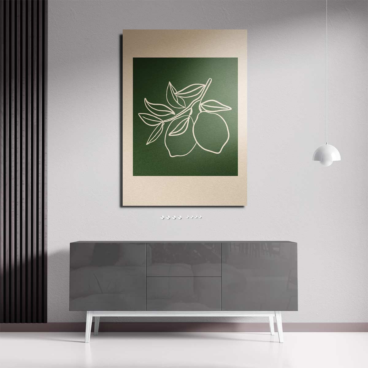 Minimalistische Citrustak – dibond wanddecoratie in staand formaat