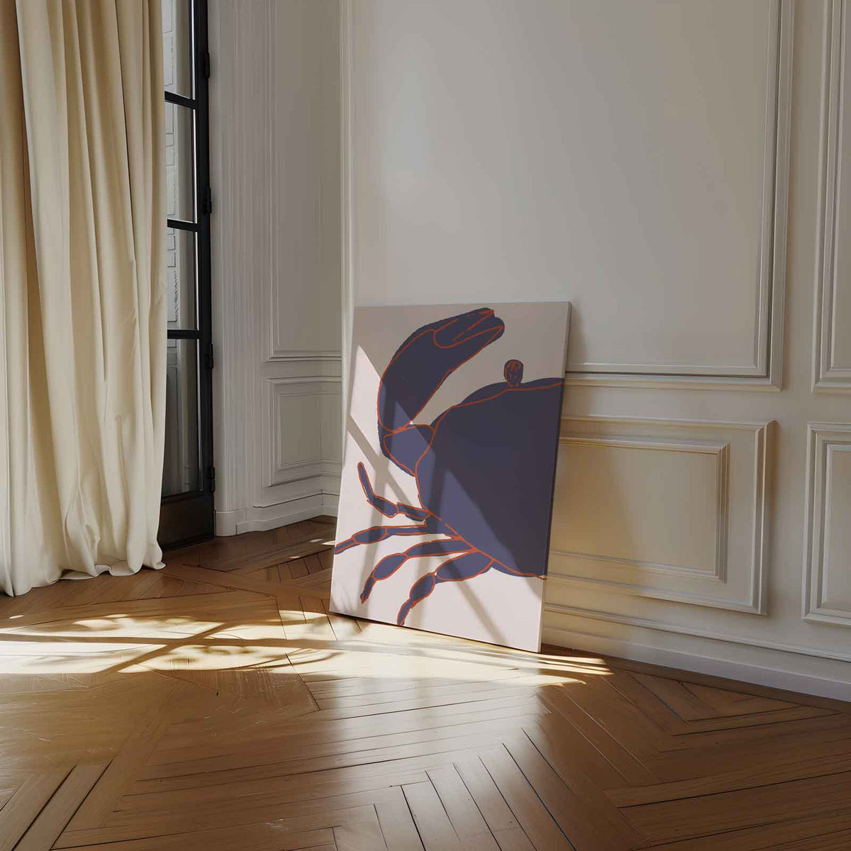 Kleurrijke Krab Illustratie – staand kunstwerk voor modern interieur