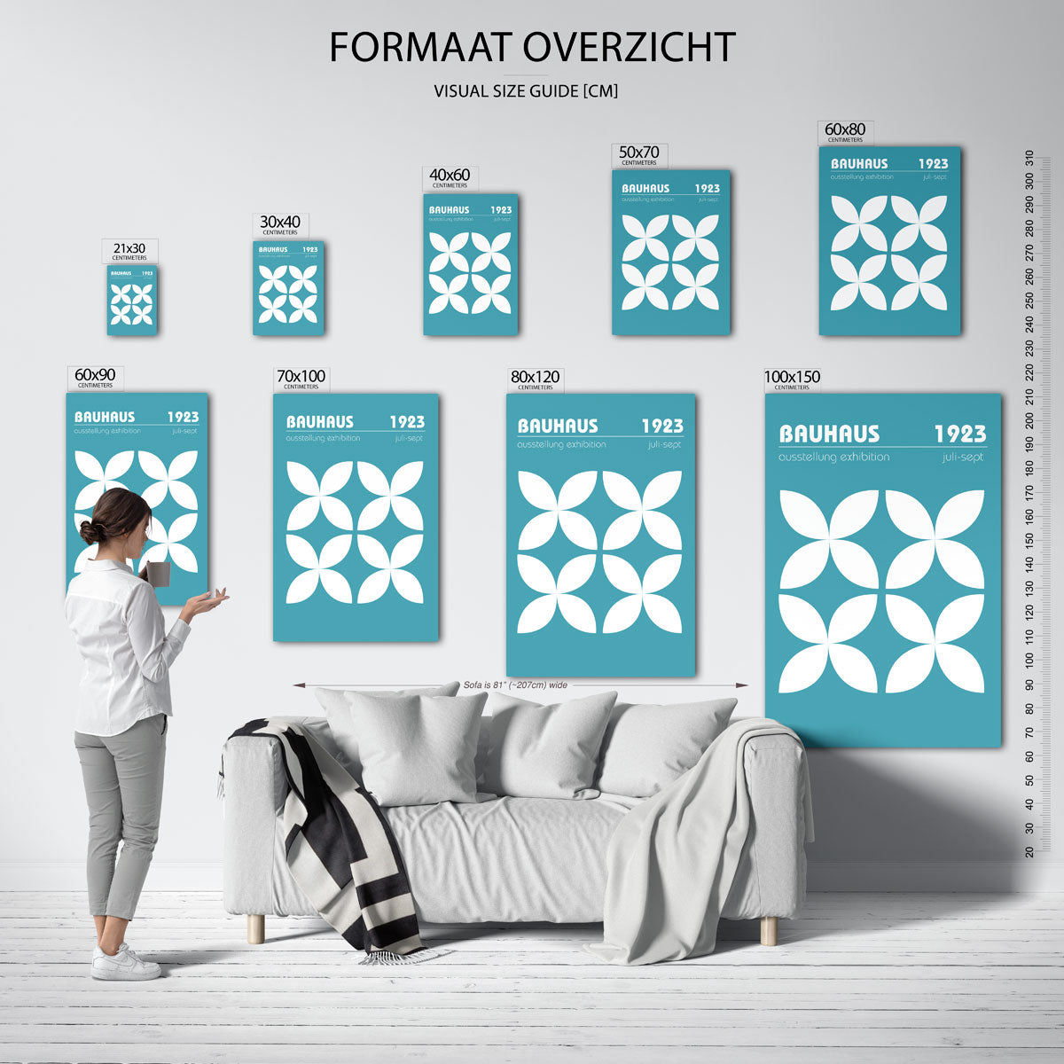 Vormritme en kleur – geometrische poster in Bauhaus-stijl van WallArtistic