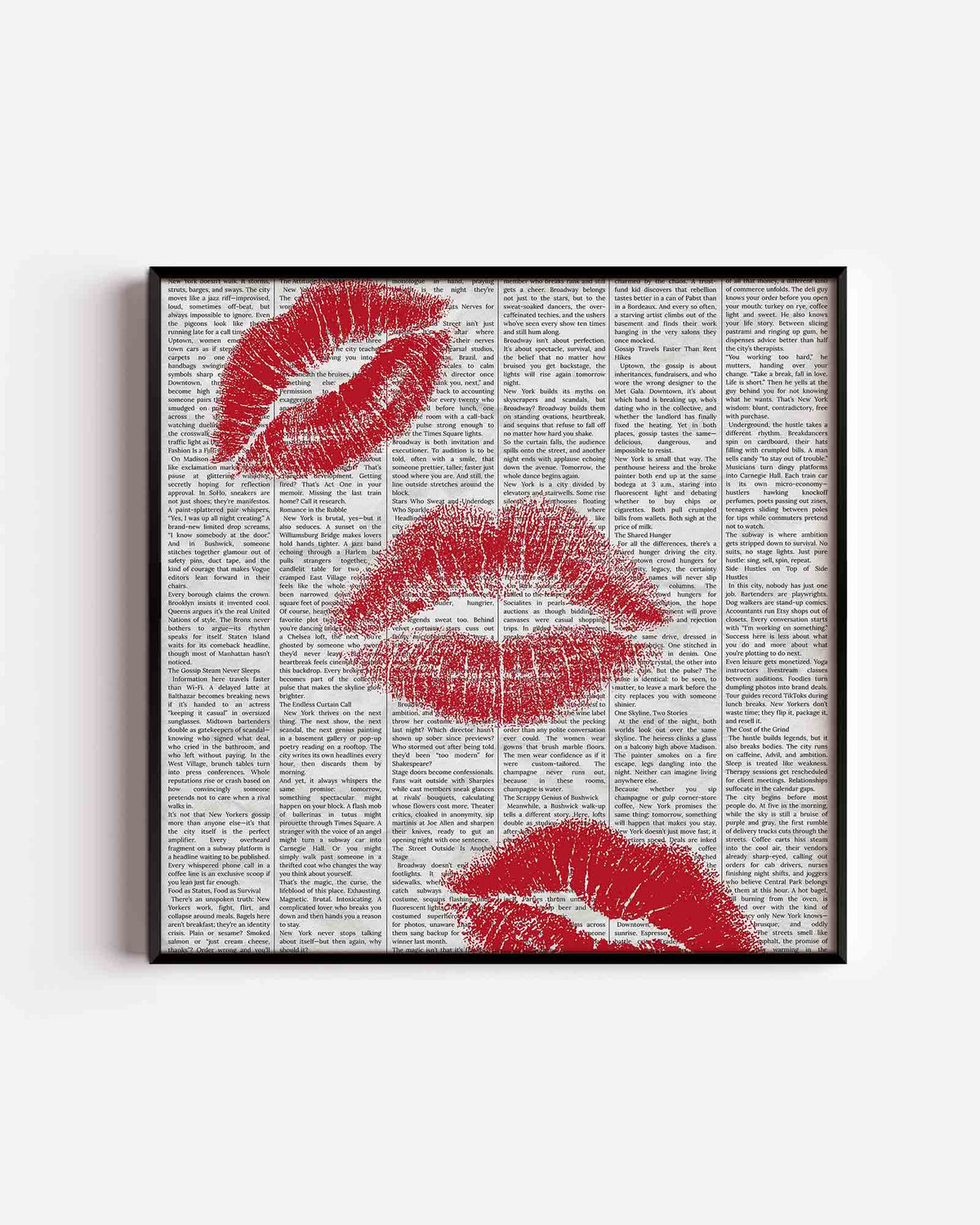 Rode lippen op tekst – Pop Art vierkante poster als wanddecoratie