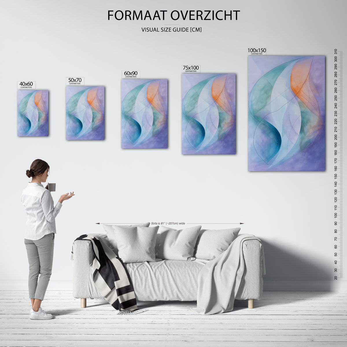 Vloeiende lijnen – staand wanddecoratie kunstwerk