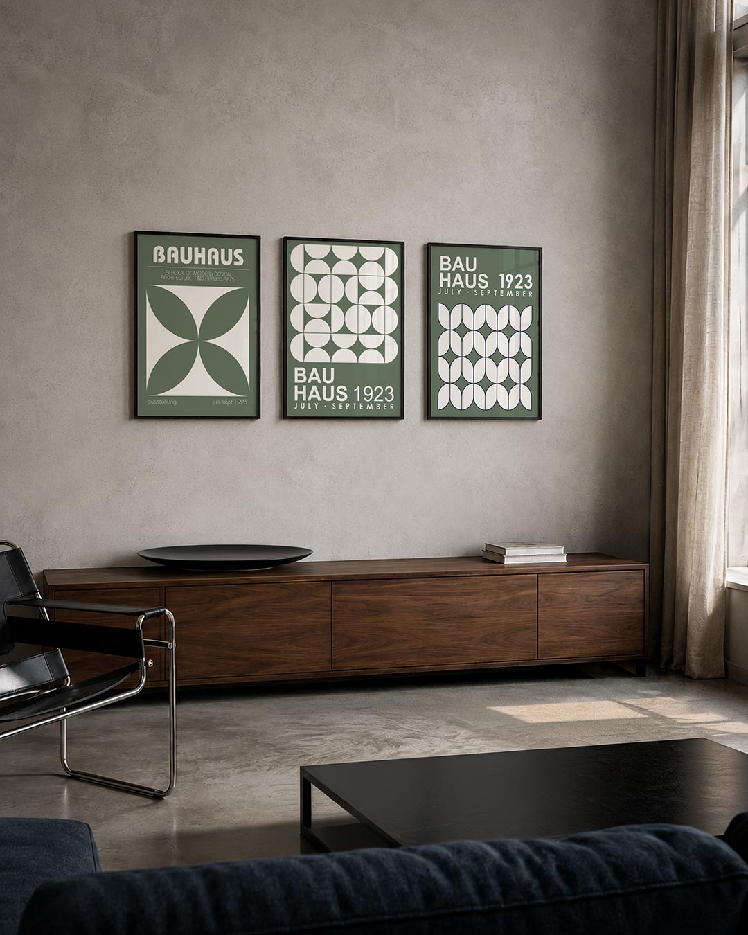Vorm en balans driedelige posterset – deze posterset in drie delen toont een harmonie van symmetrische vormen en zachte