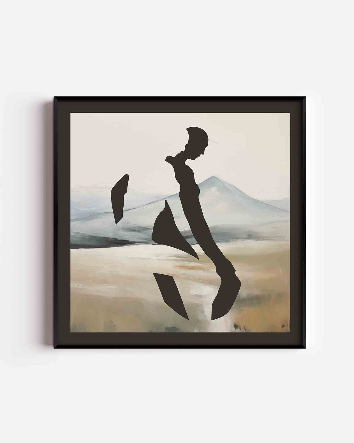 Silhouet in landschap – vierkante poster met kleur en vormen als wanddecoratie