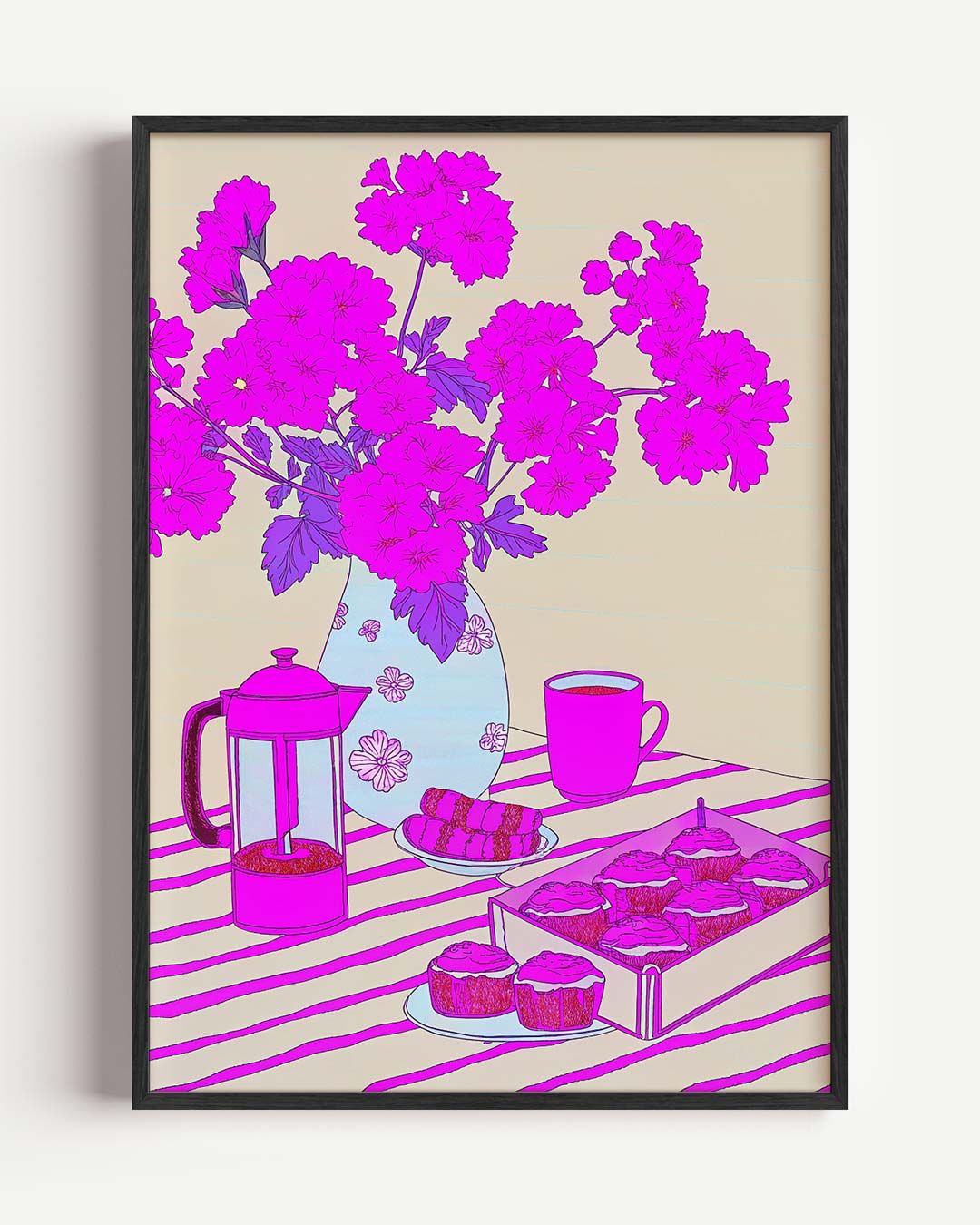 Bloemrijke Ontbijtverrassing – keuken portret poster als wanddecoratie