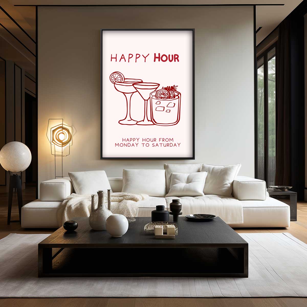 Happy Hour Illustratie – plexiglas wanddecoratie in portret formaat