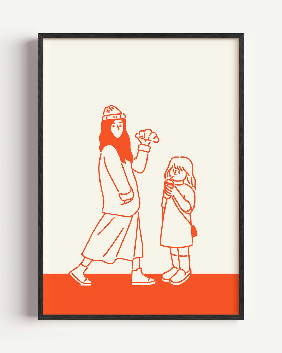Vrolijke Wandeling Illustratie – zomer portret poster als wanddecoratie