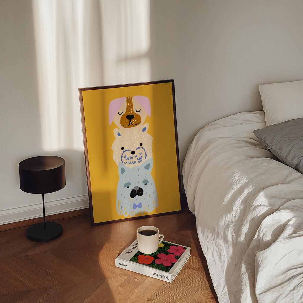 Schattige Honden Trio – staande kinderkamer wanddecoratie van WallArtistic
