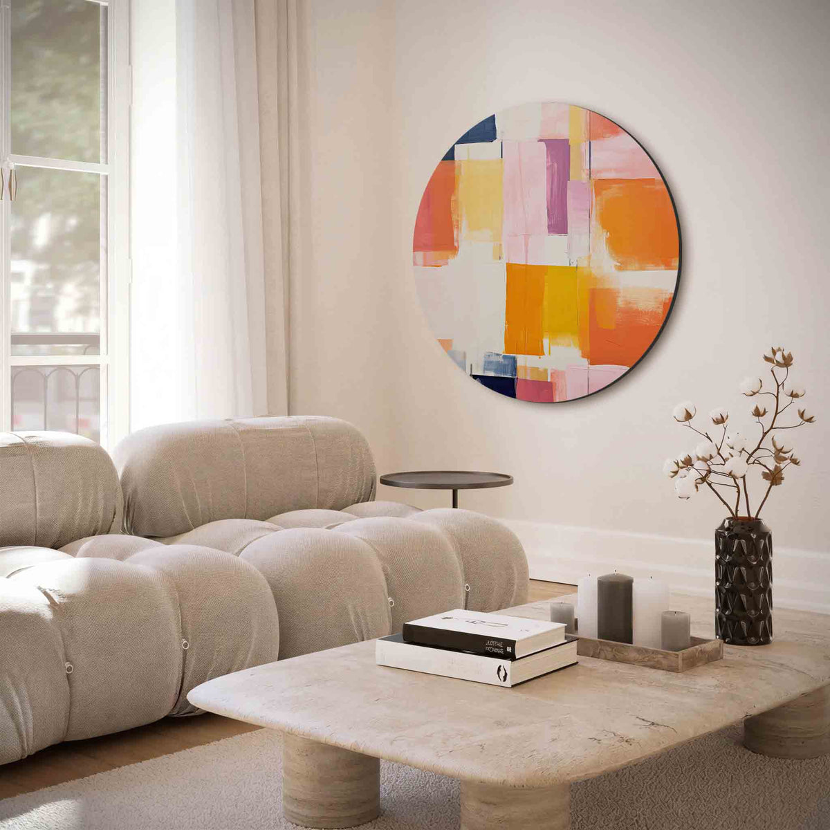 Abstracte vormen – muurcirkel met abstracte texturen voor aan de muur