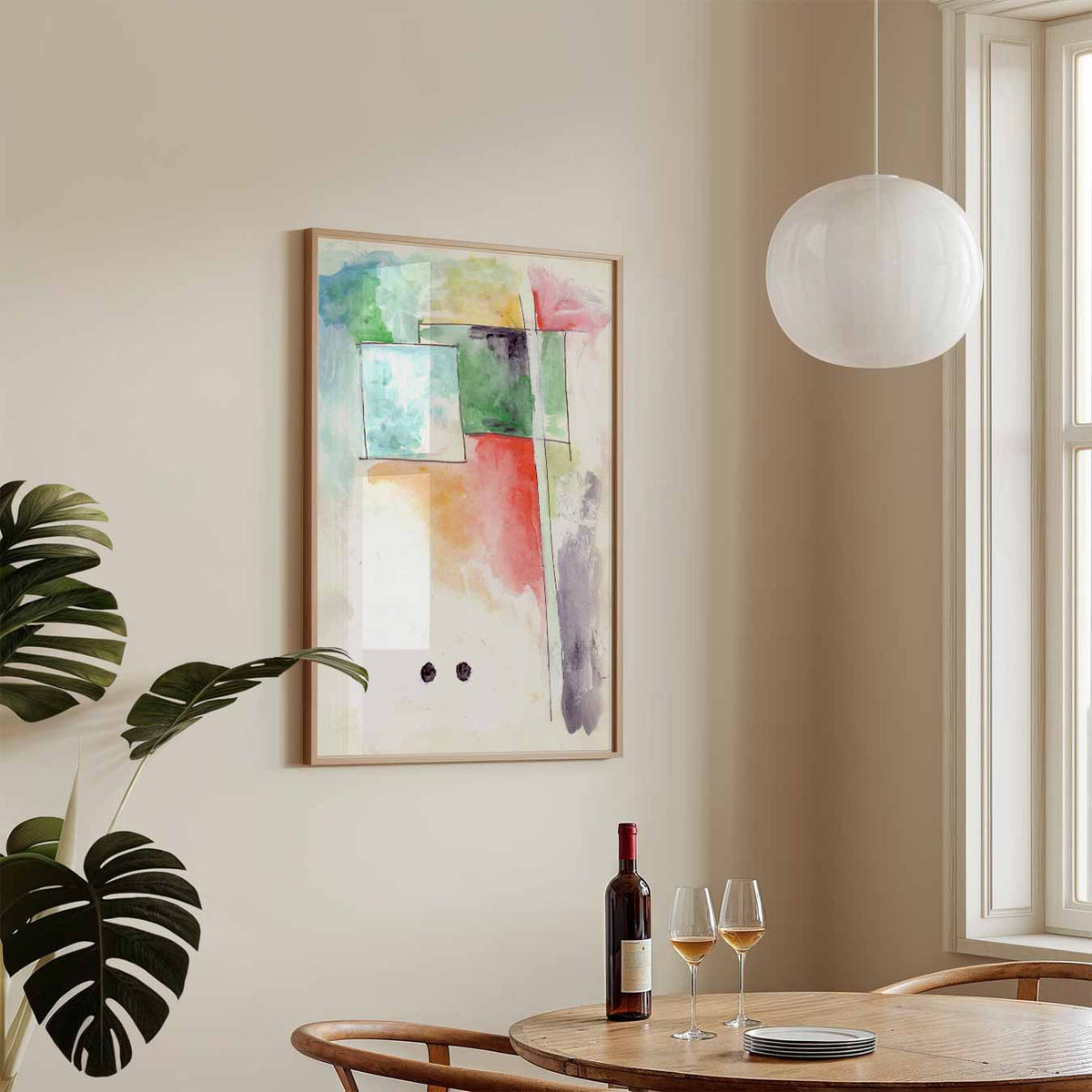 Kleurrijke Abstracte Compositie – staande Popart wanddecoratie van WallArtistic