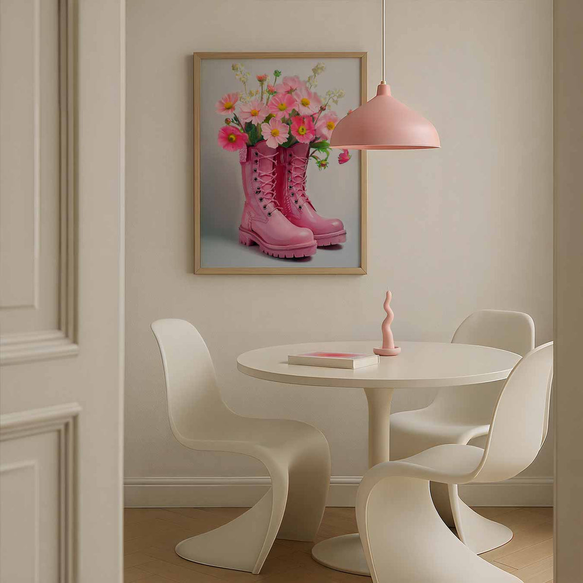 Vrolijke Bloemenlaarzen – bloemen poster in staand formaat