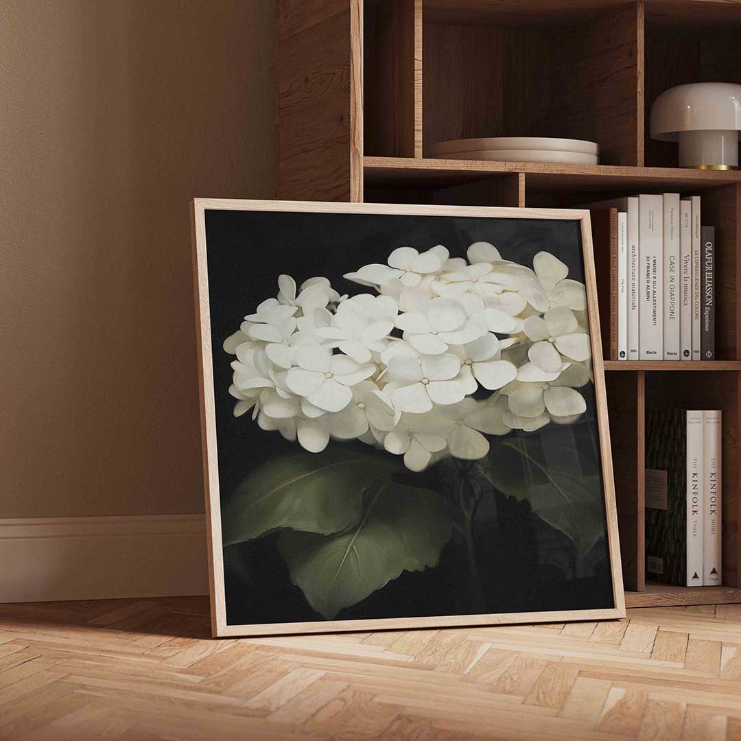 Witte bloemen – vintage wandkunst als vierkante poster
