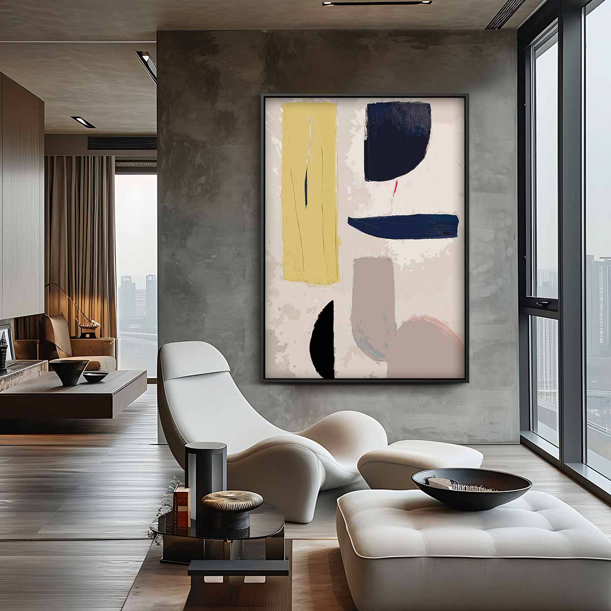 Moderne Abstracte Compositie – canvas wanddecoratie in portret formaat