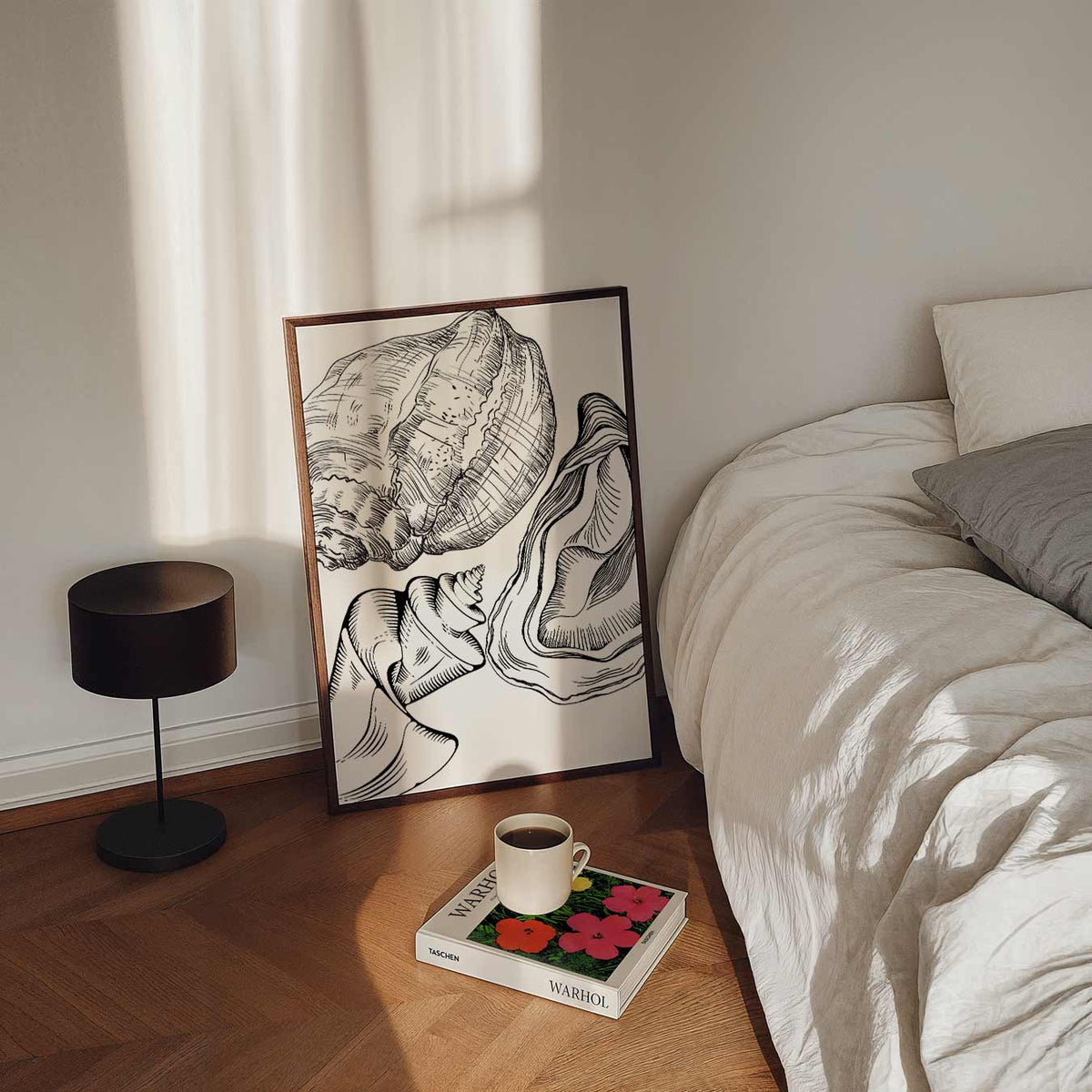 Elegante Schelpentekening – staande zeedieren wanddecoratie van WallArtistic