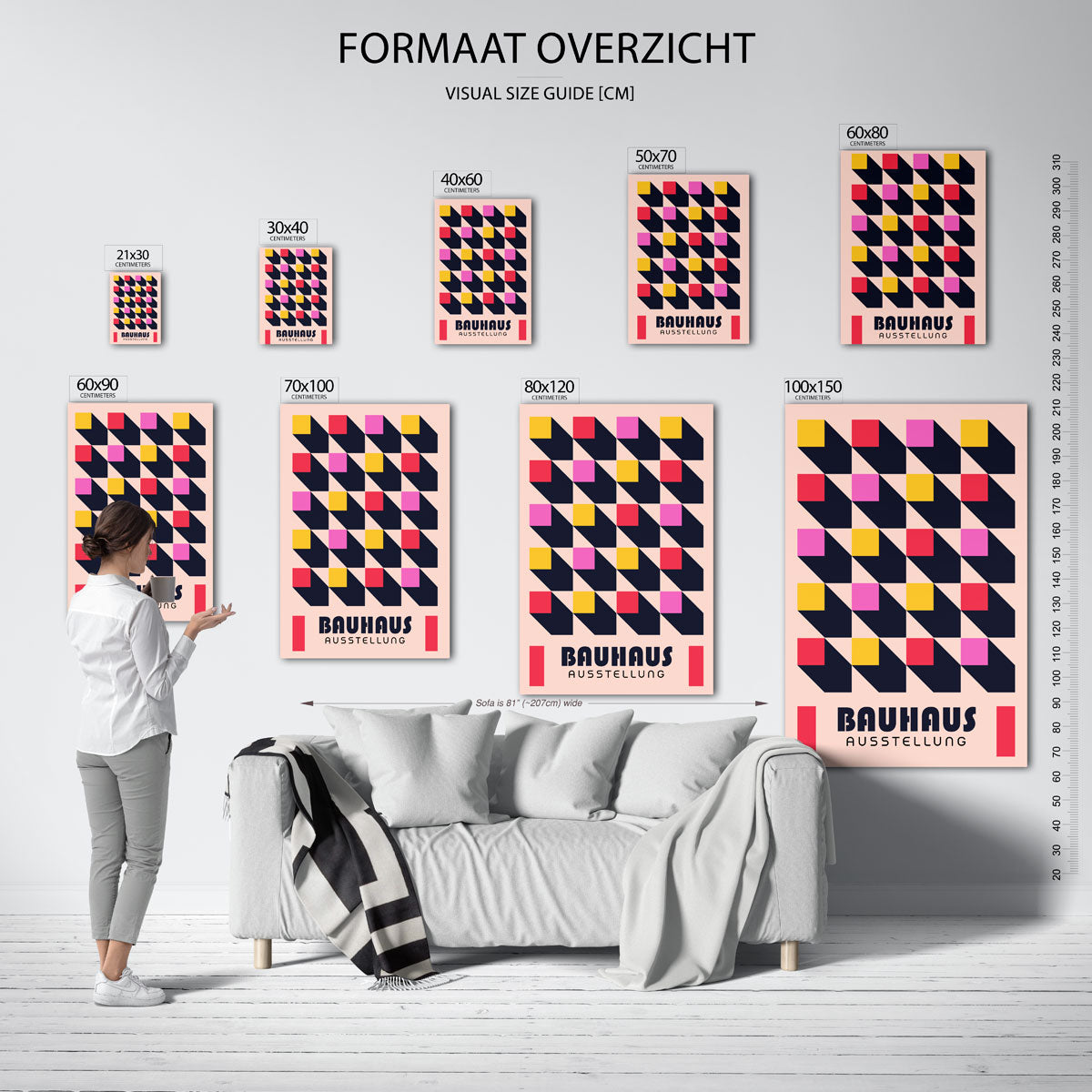 Vorm en schaduw – geometrische poster in Bauhaus-stijl van WallArtistic