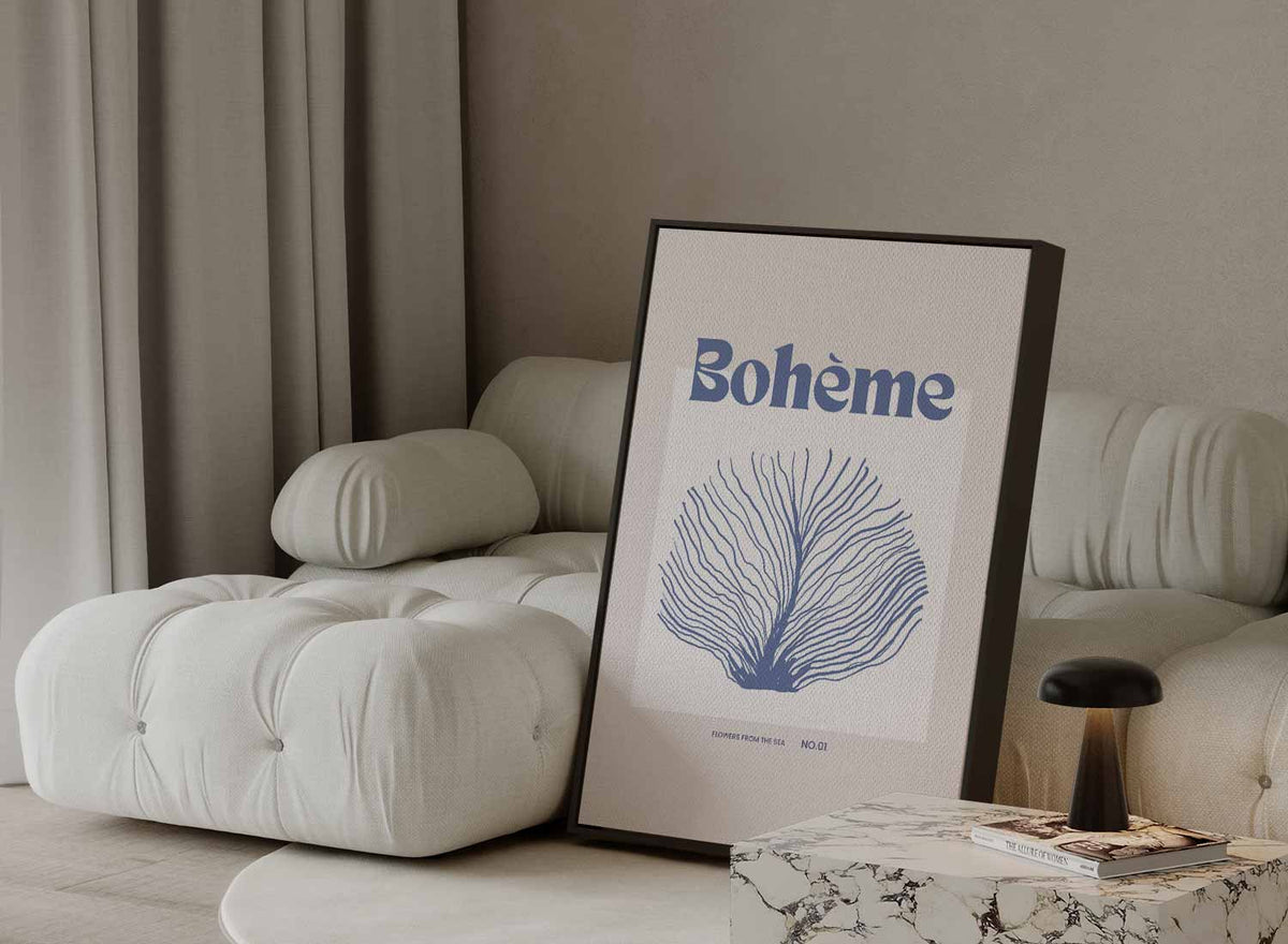 Bohème Zeebloem Illustratie – canvas kunstwerk als wanddecoratie