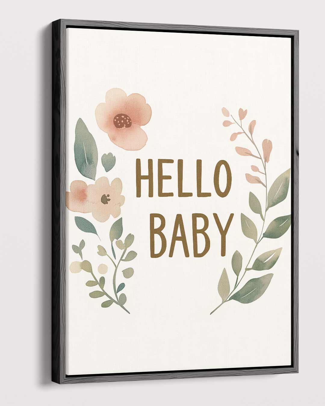 Hello Baby Bloemenprint – plexiglas wanddecoratie in portret formaat