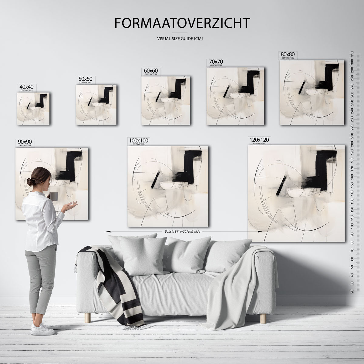 Abstracte lijnen en vlakken – vierkante muurposter met kleurrijke vormen