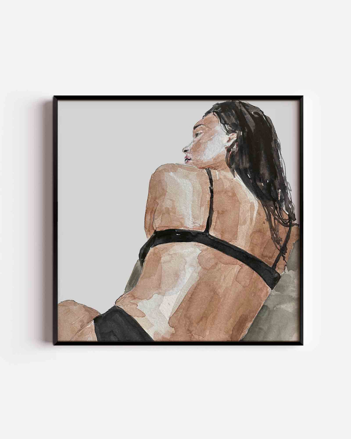 Vrouw in zwart – vrouwelijk portret als vierkante poster