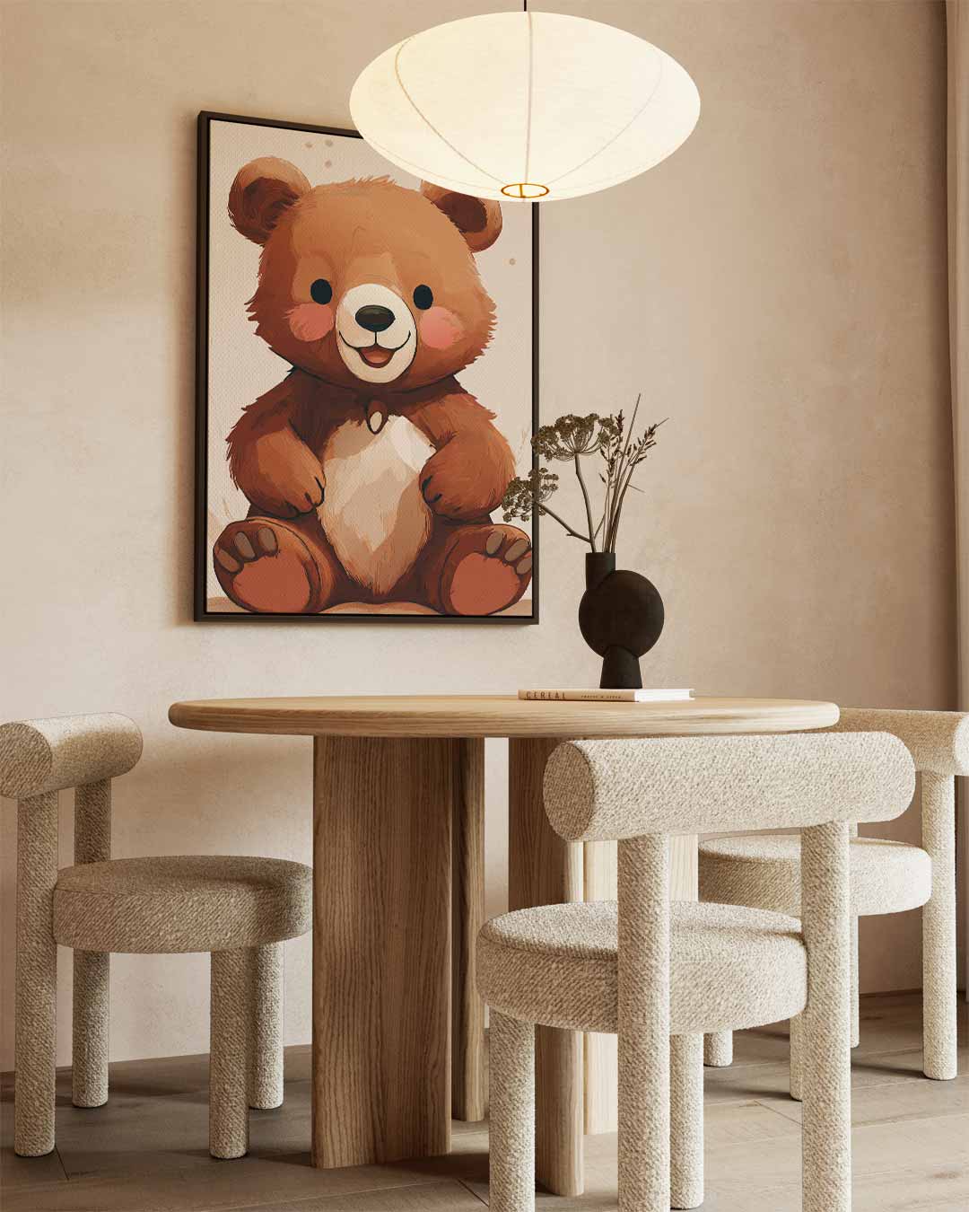 Schattige Beertje Illustratie – staand kunstwerk voor modern interieur