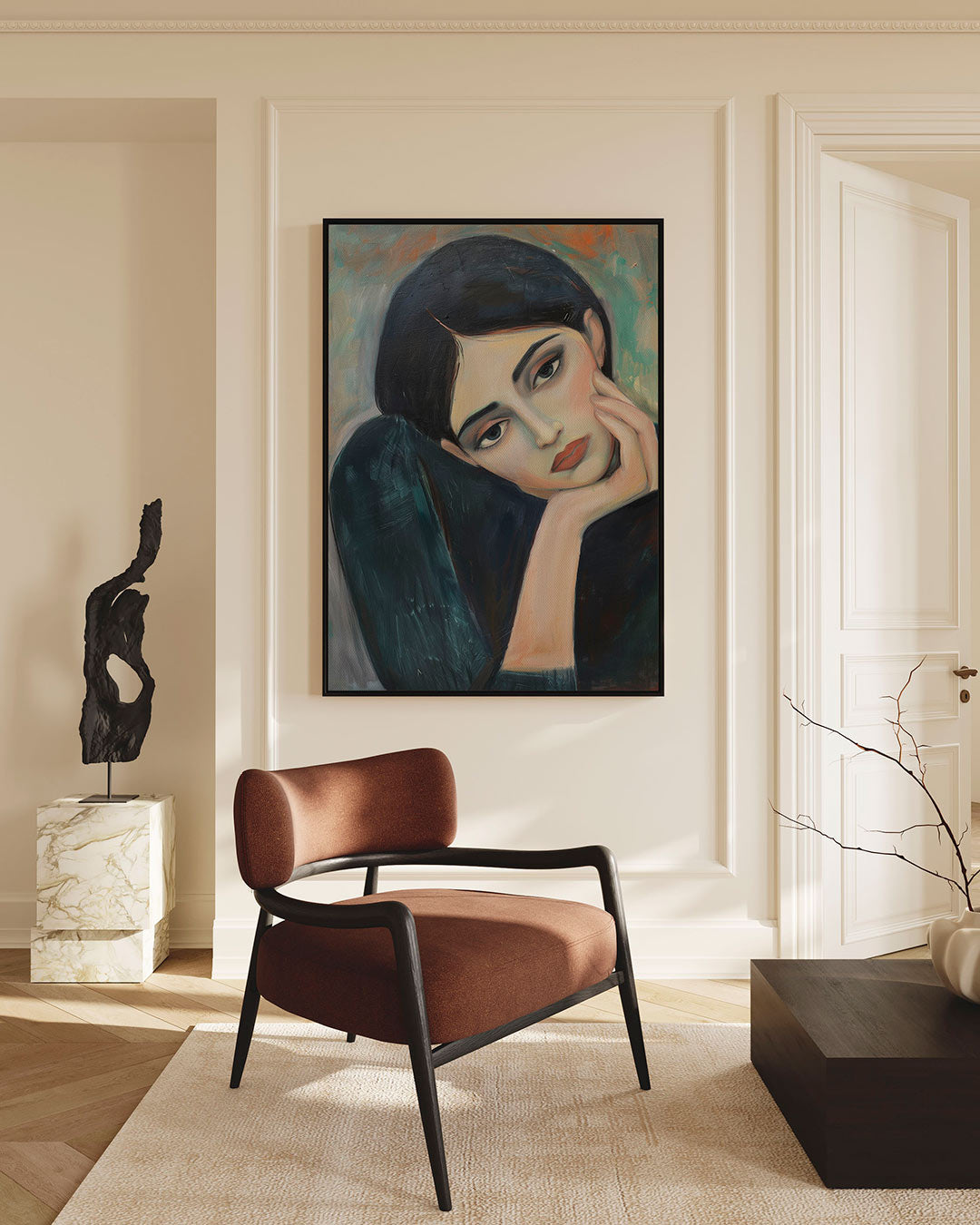 Dromerige portretstudie – Portret – staande wanddecoratie