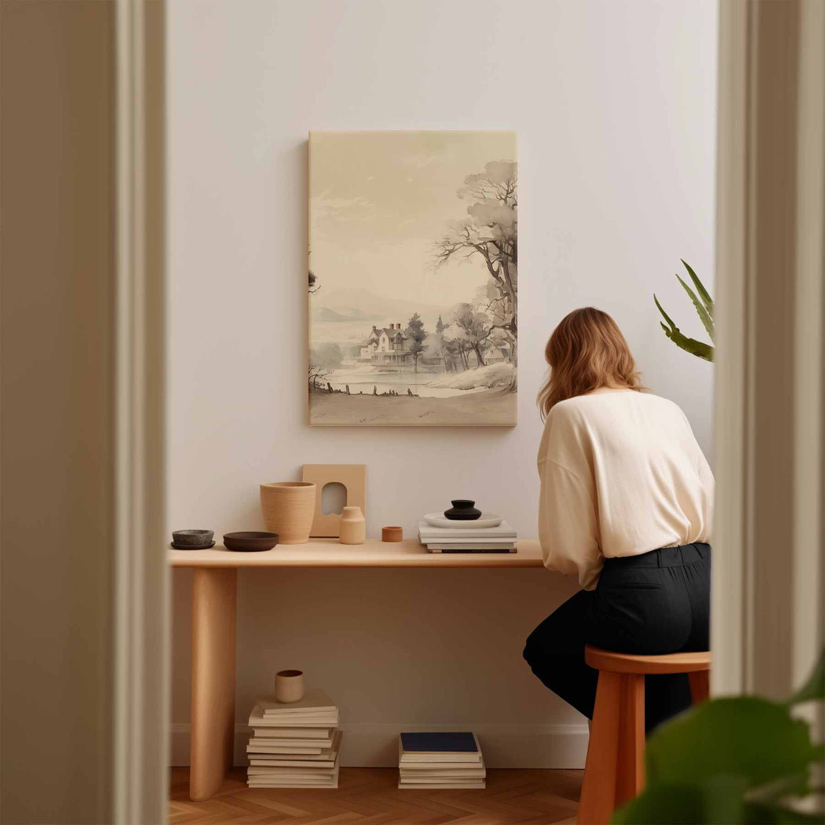 Rustiek Landelijk Tafereel – canvas kunstwerk als wanddecoratie