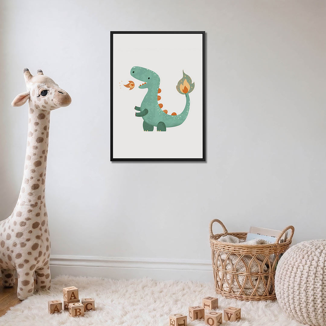 Speelse dinosaurus illustratie – moderne staande wandkunst