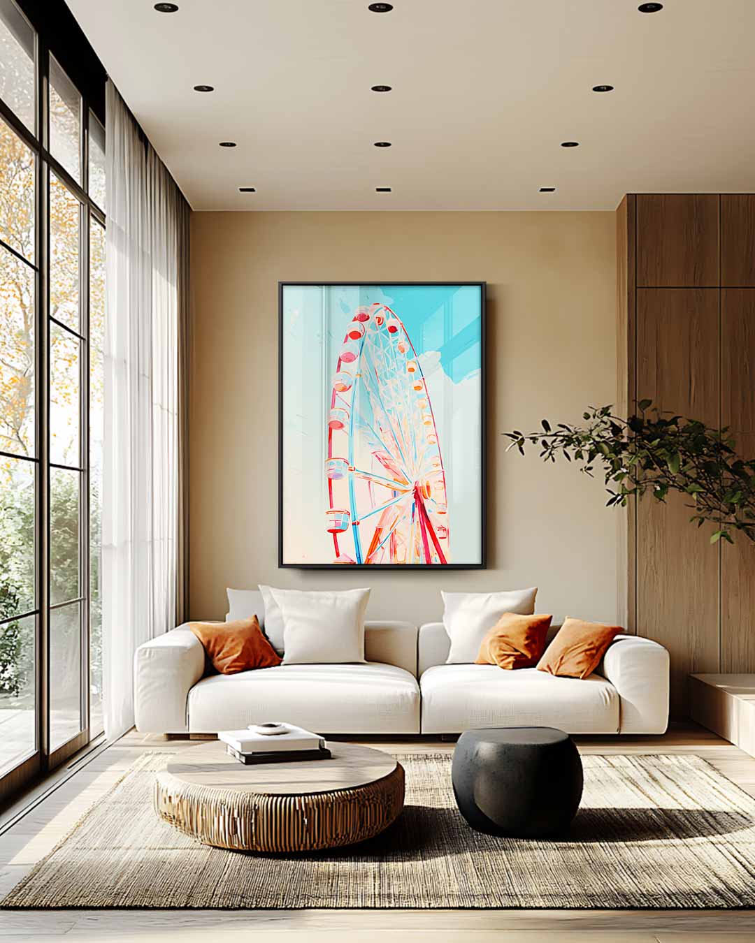 Kleurrijke Reuzenrad Droom – staand kunstwerk voor modern interieur