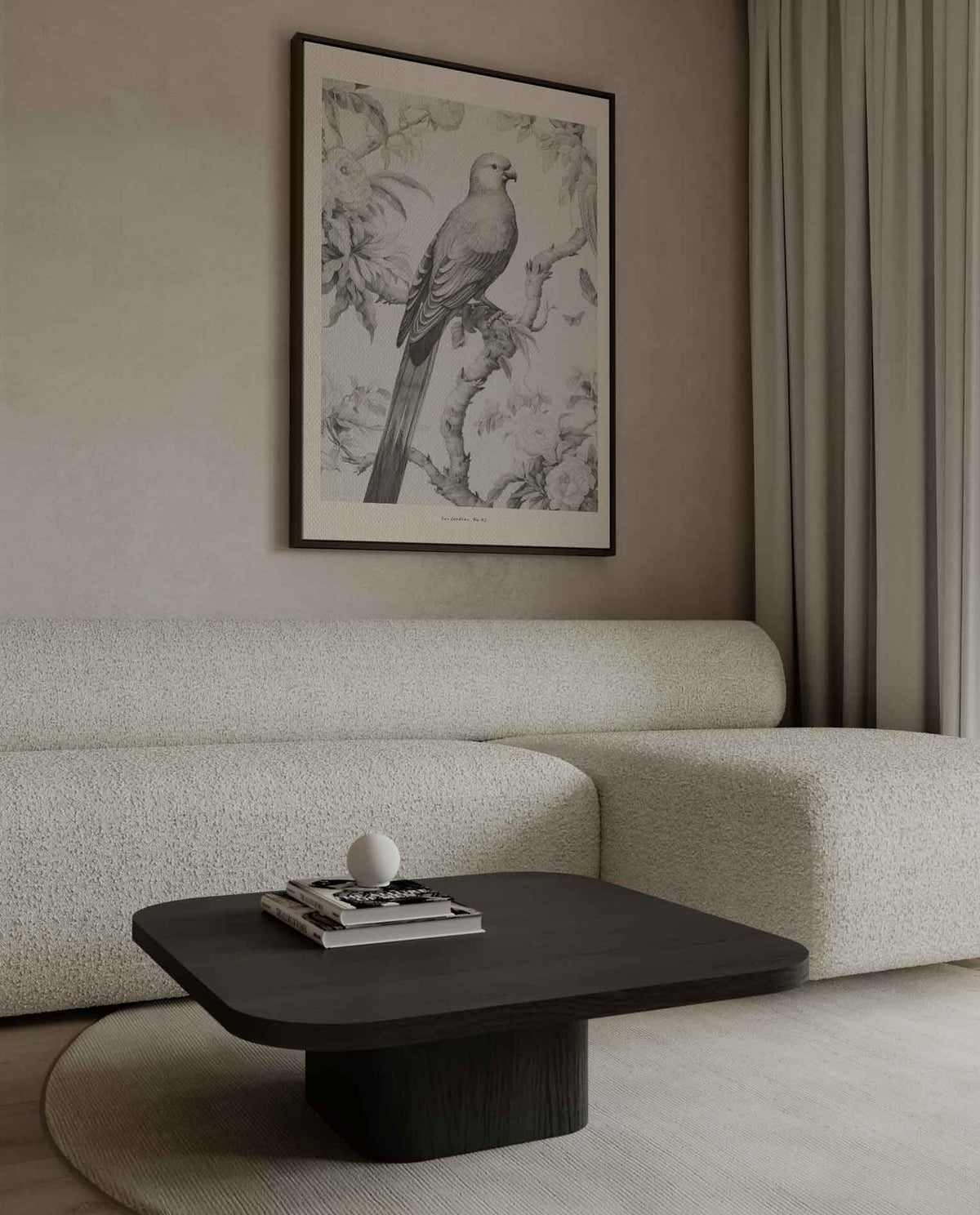 Elegante Vogel in Botanische Tuin – dibond wanddecoratie in staand formaat