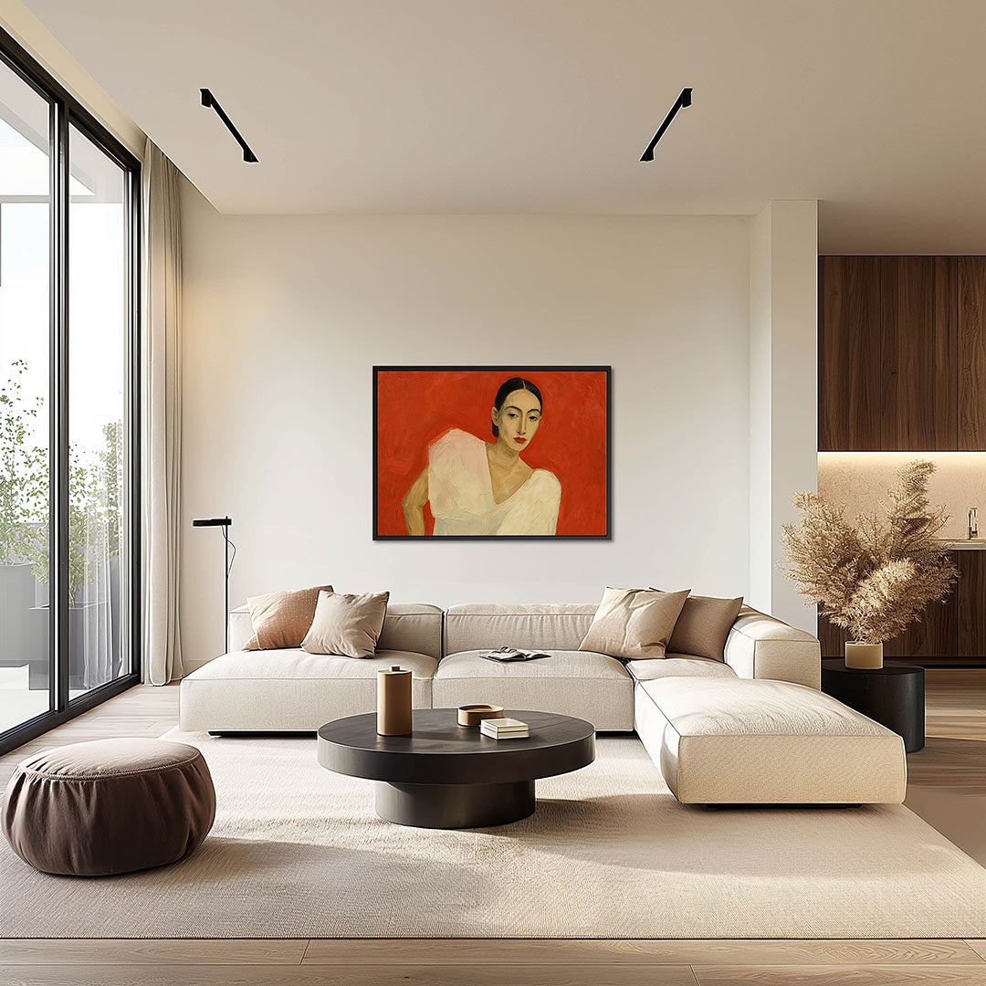 Vrouwelijk portret – Liggende wanddecoratie – detail van het kunstwerk