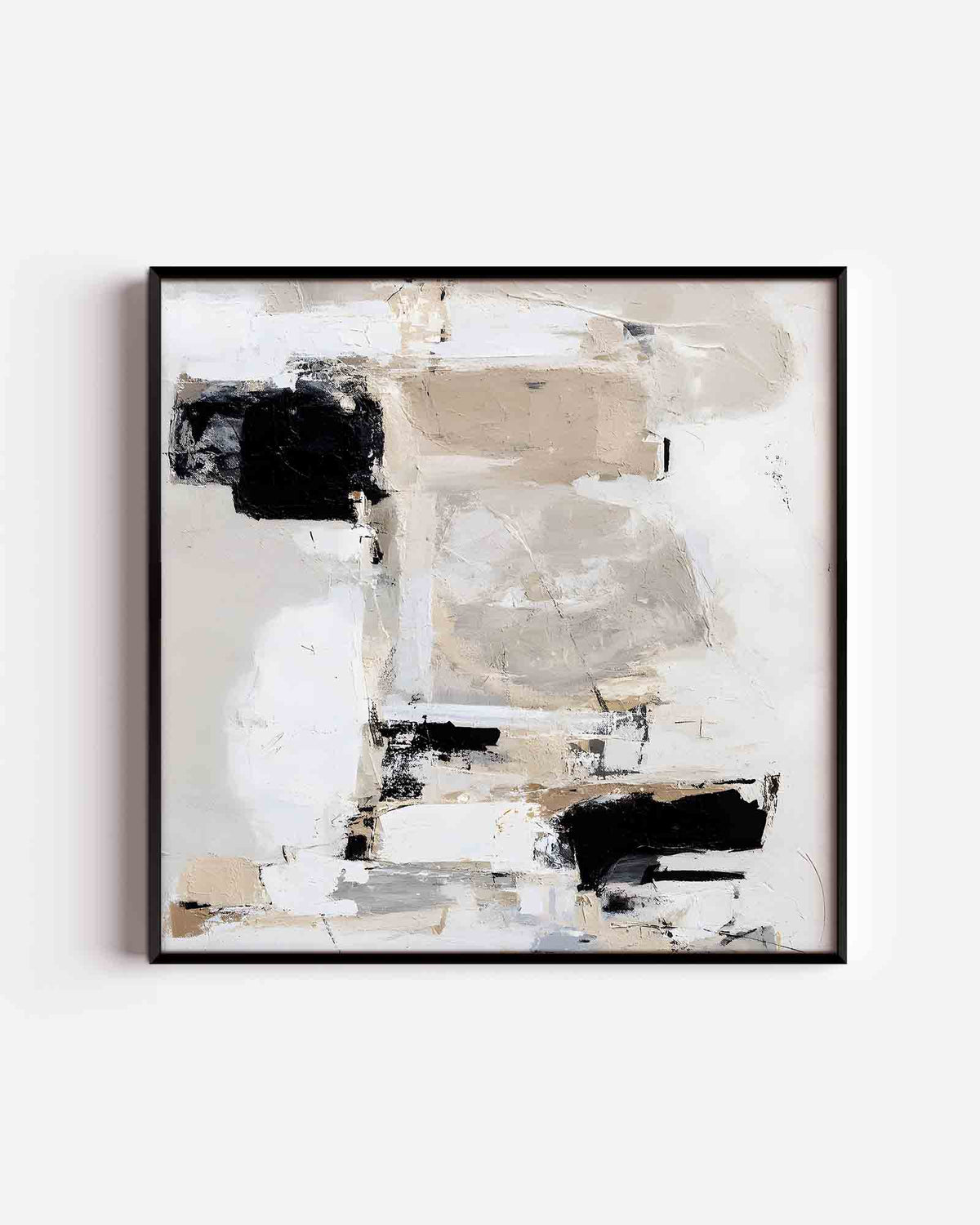 Abstracte beige en zwarte – abstracte textuur vierkante poster als wanddecoratie