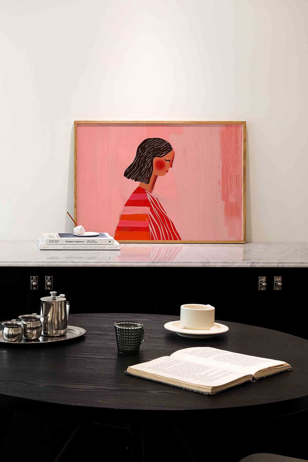 Vrouw met gestreepte trui – portret poster in liggend formaat