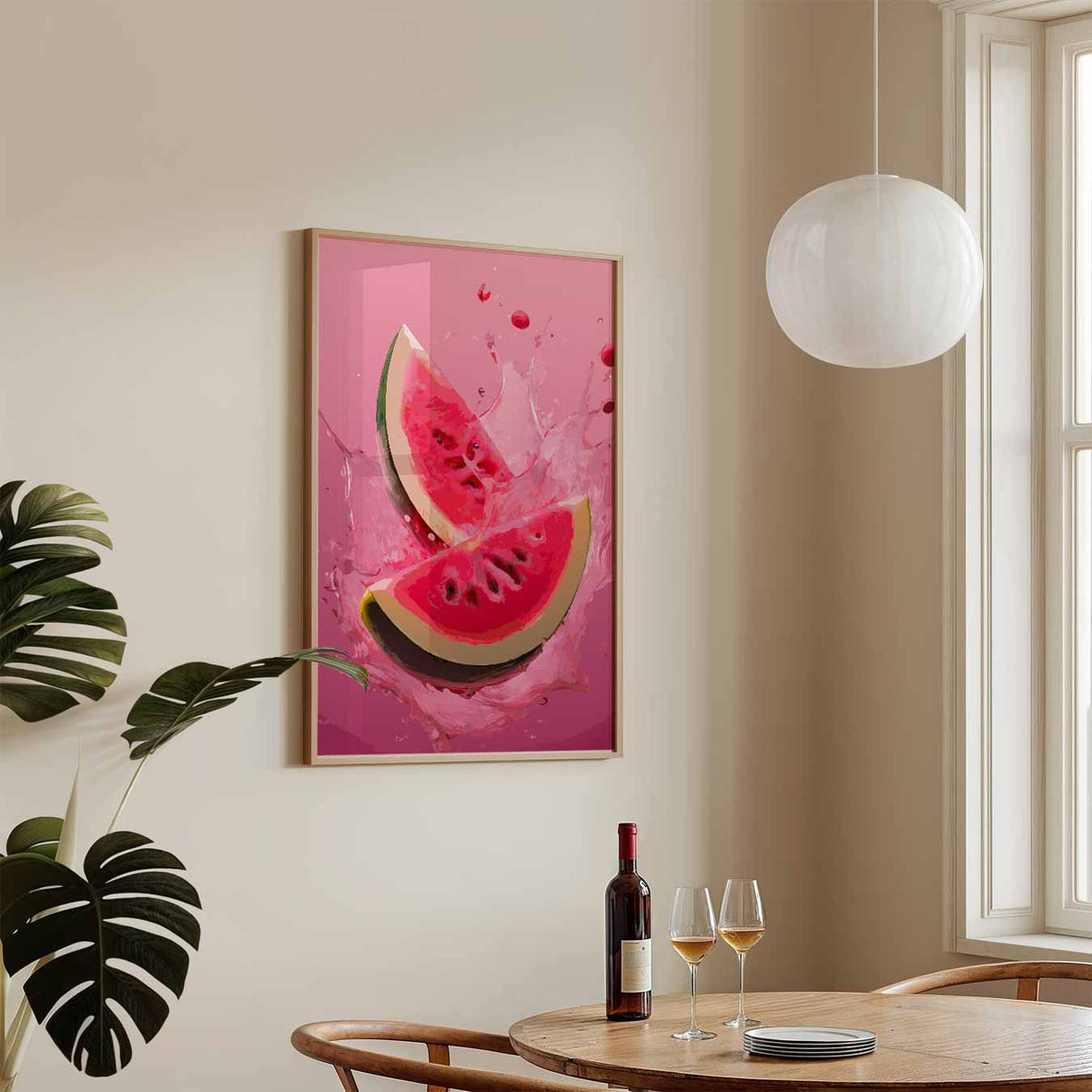 Spetterende Watermeloen Kunstposter – zomerse wandkunst als portret poster