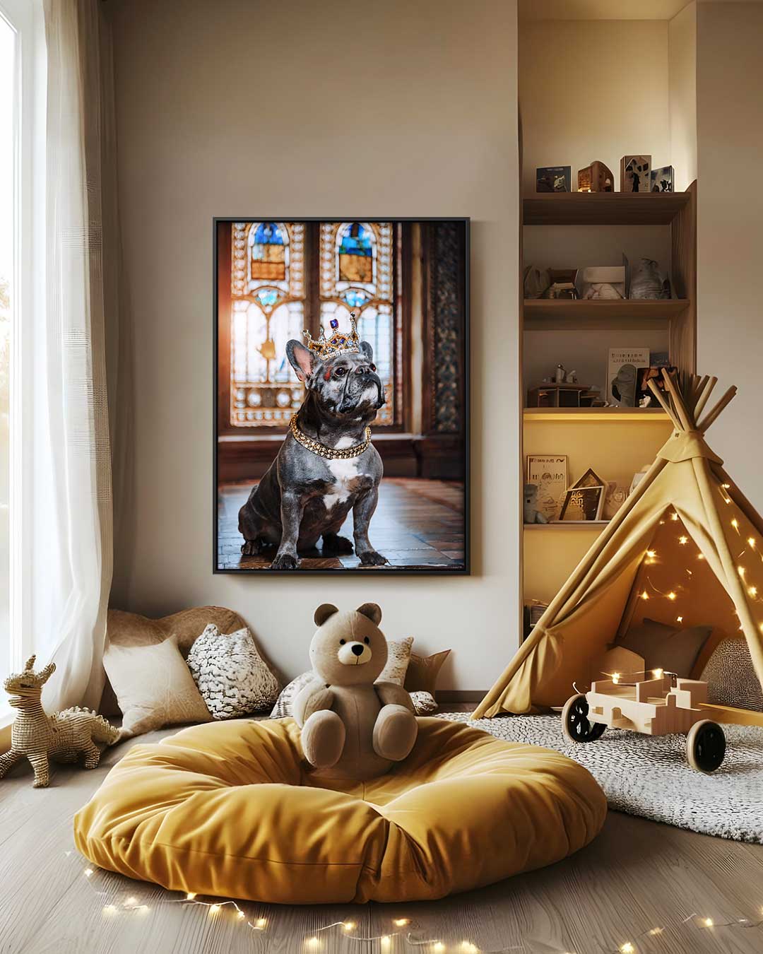 Koninklijke Bulldog Portret – canvas wanddecoratie in portret formaat