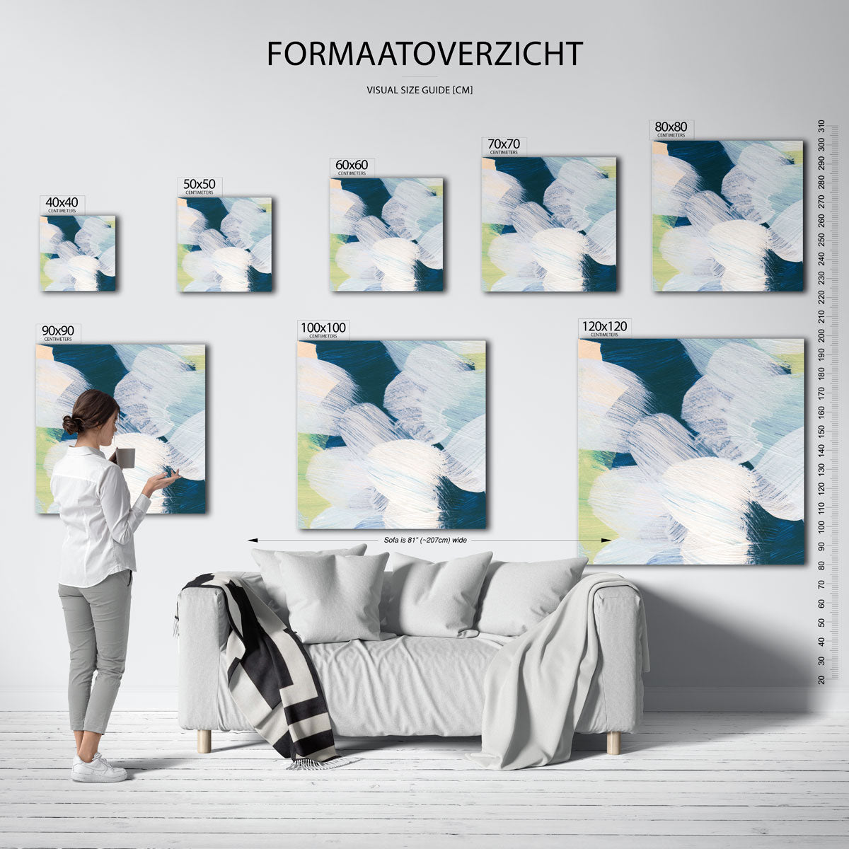 Abstracte penseelstreken – vierkante muurposter met artistieke uitstraling