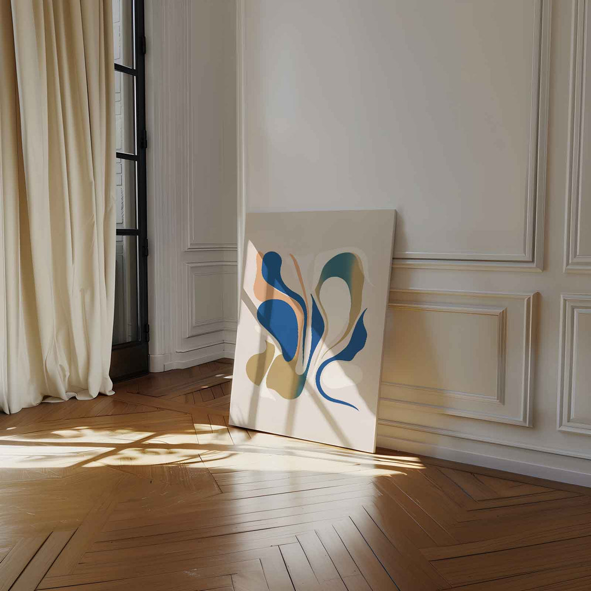 Vloeiende Lijnen in Kleur – staand kunstwerk voor modern interieur