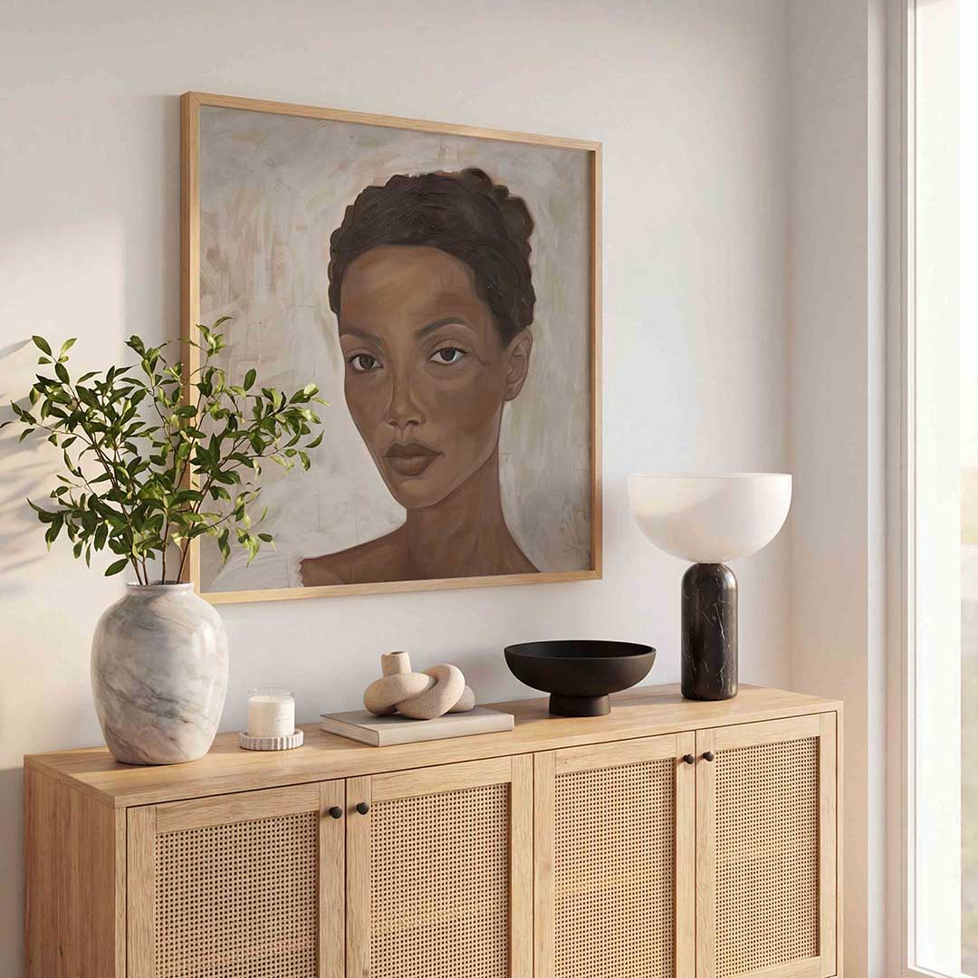 Portret van vrouw – kunst en design poster in vierkant formaat