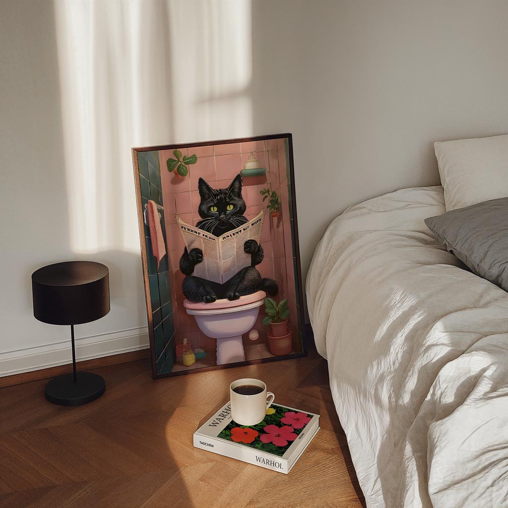 Kat op het Toilet – staande Popart wanddecoratie van WallArtistic