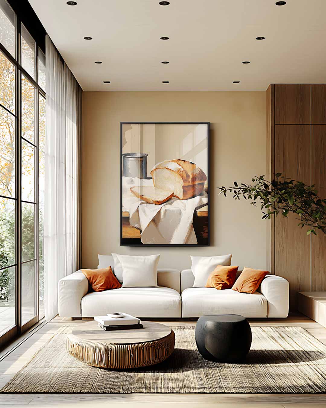 Rustiek Brood Stilleven – plexiglas wanddecoratie in portret formaat