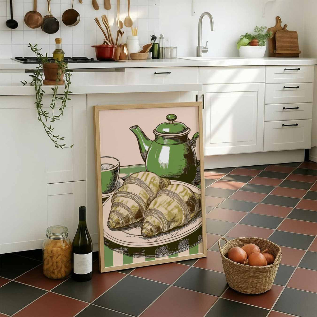 Franse Ontbijt Charme – staande muurposter voor keuken of eethoek